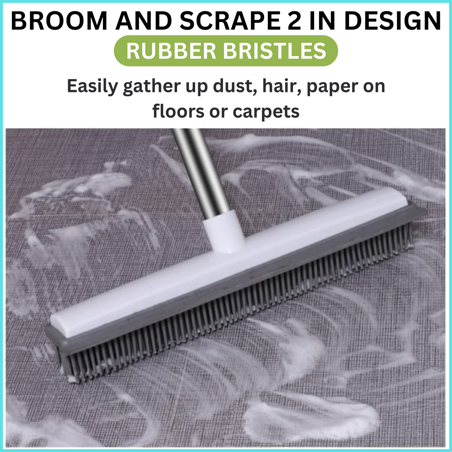 Ozuaz 2 in 1 Carpet Brush Rubber Broom Bathroom Floor Cleaning Brush for Pet Hair Fur