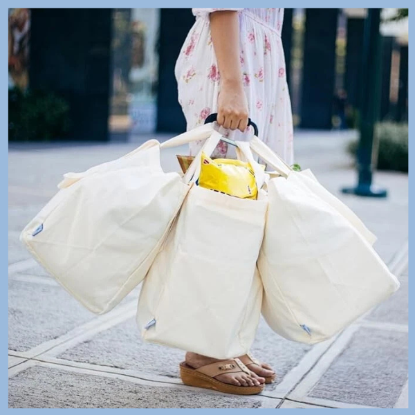 Ozuaz XL 3-Pack Reusable Grocery Totes with Bonus Hook