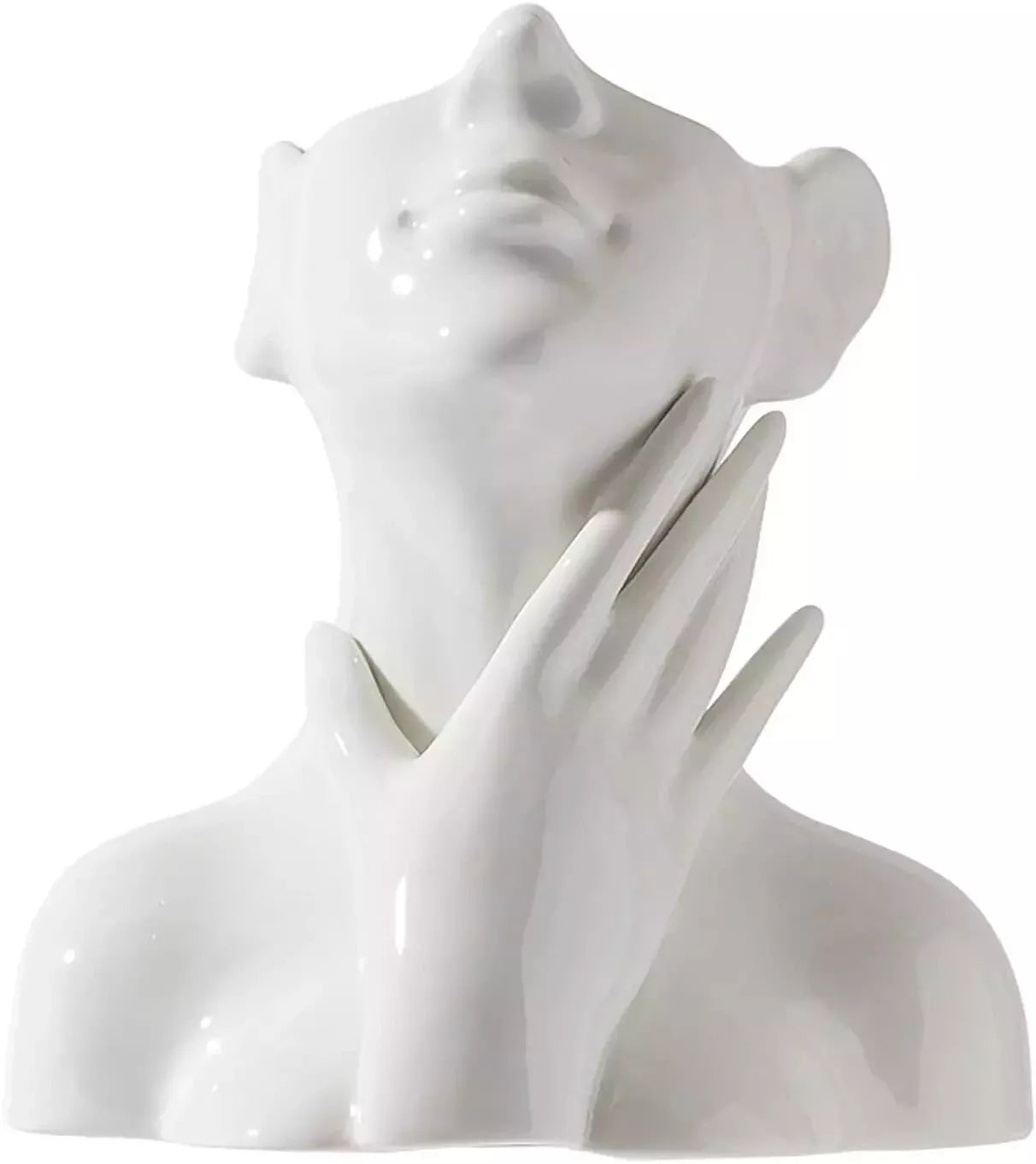 Face Vase, White Flower Vase for Decor, Ceramic Body Vase, Modern Small Vase for Shelf