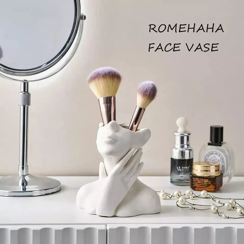 Face Vase, White Flower Vase for Decor, Ceramic Body Vase, Modern Small Vase for Shelf