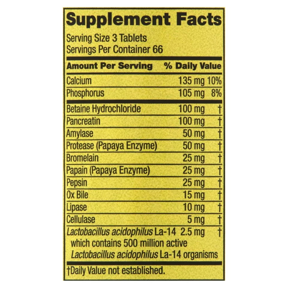 Spring Valley Probiotic Multi-Enzyme Digestive Formula Tablets 200 Count