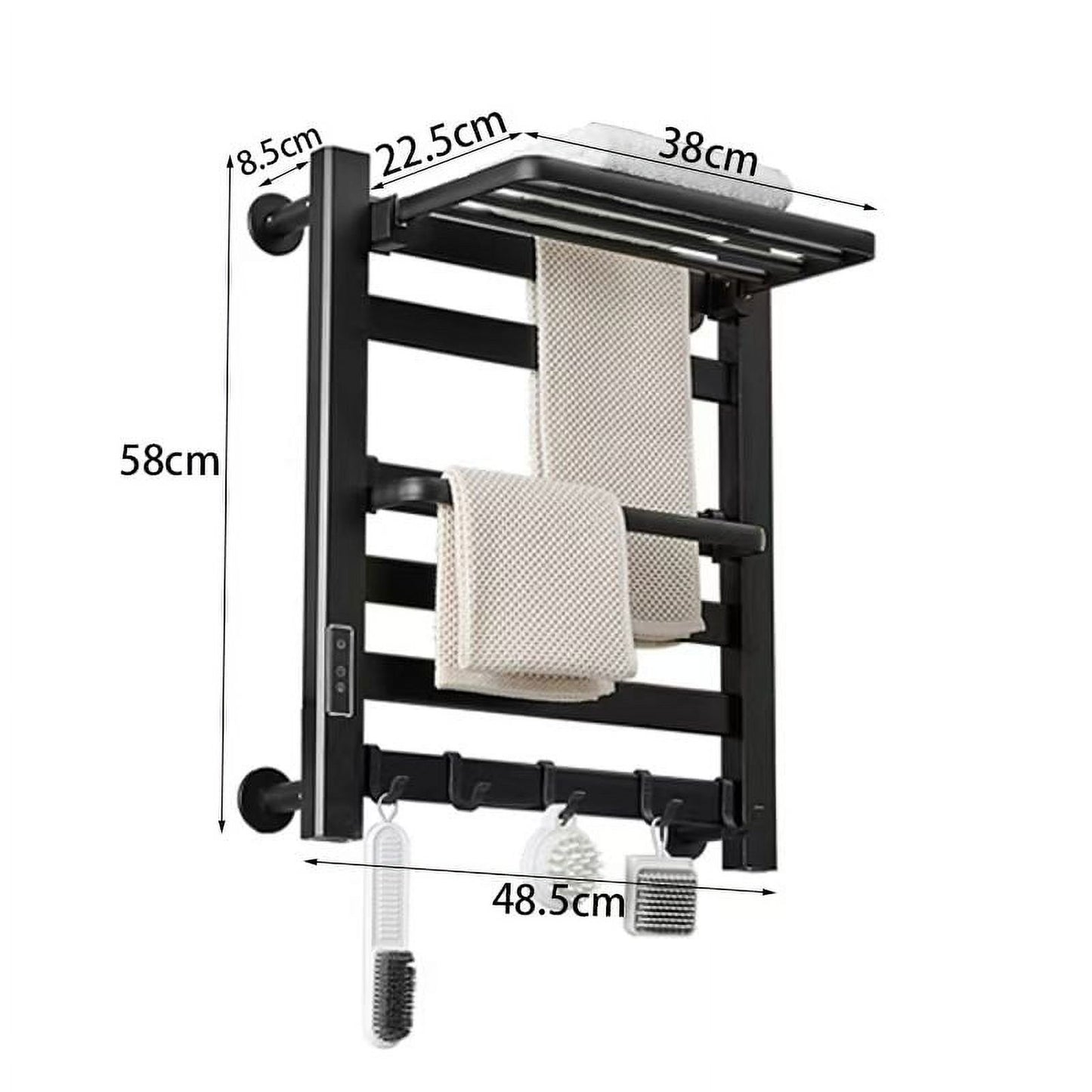 Wall Mounted Heated Towel Rack for Bathroom Electric Towel Warmer with Top Shelf, Bath Towel Heater with Timer and Temperature Adjustment 12 Bars for Shower Hot Tub