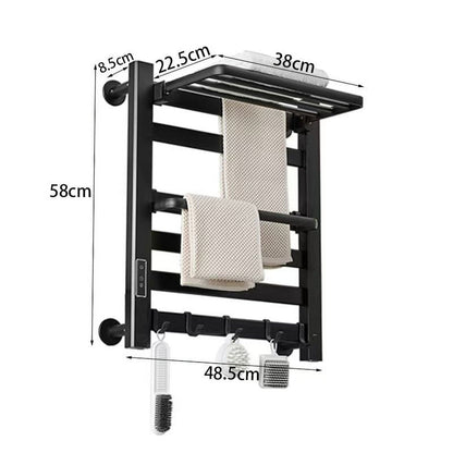 Wall Mounted Heated Towel Rack for Bathroom Electric Towel Warmer with Top Shelf, Bath Towel Heater with Timer and Temperature Adjustment 12 Bars for Shower Hot Tub