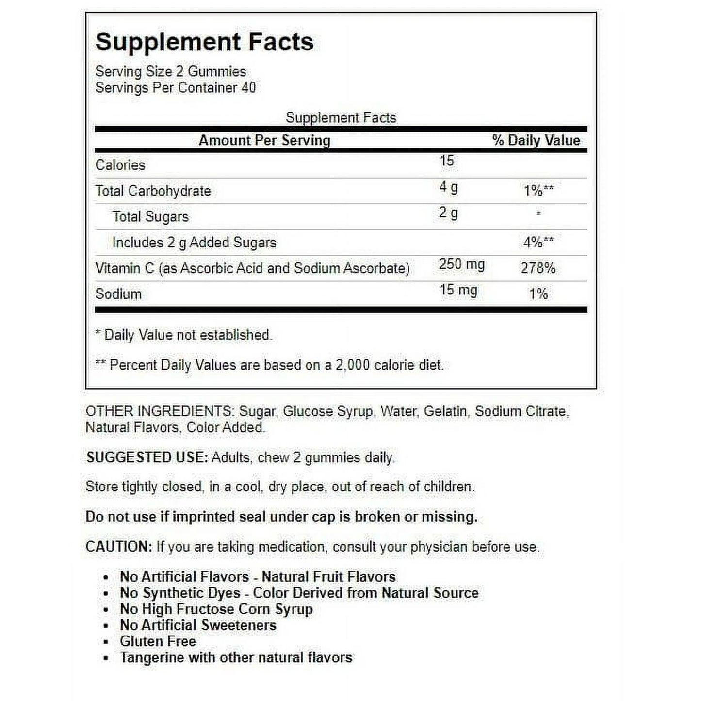 Nature Made Vitamin C Gummies - Tangerine 250 mg 80 Gummies