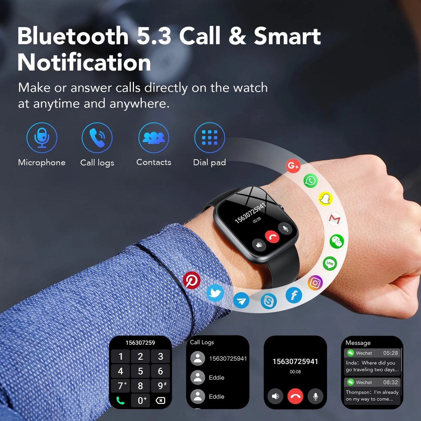 Smart Watch for Android and iPhone, IP68 Waterproof Smartwatch for Women Men