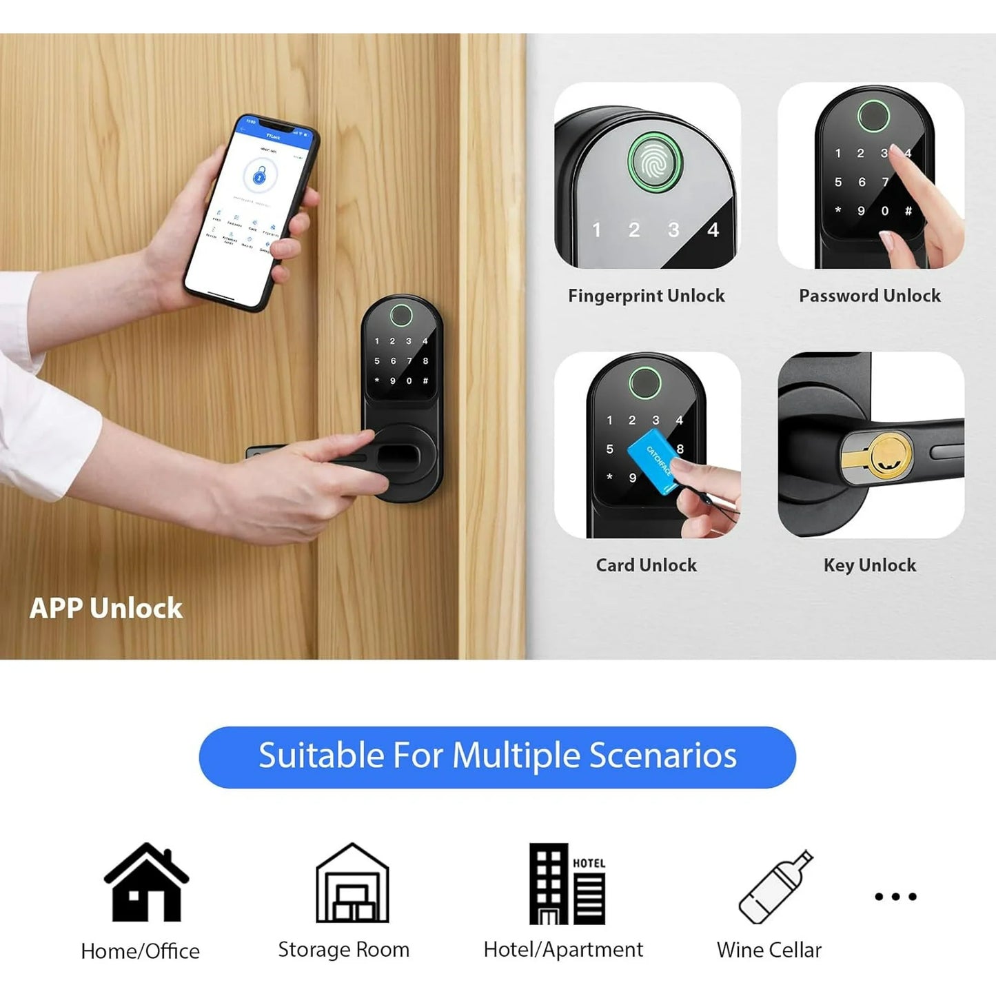 Smart Lock, CATCHFACE Fingerprint Door Lock Digital Door Lock, TTLock Smart Lock