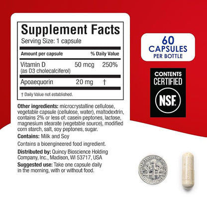 Prevagen Extra Strength 20mg,60 Capsules |1 Pack| with Apoaequorin & Vitamin D with Attractive and Stackable Prevagen Storage Box