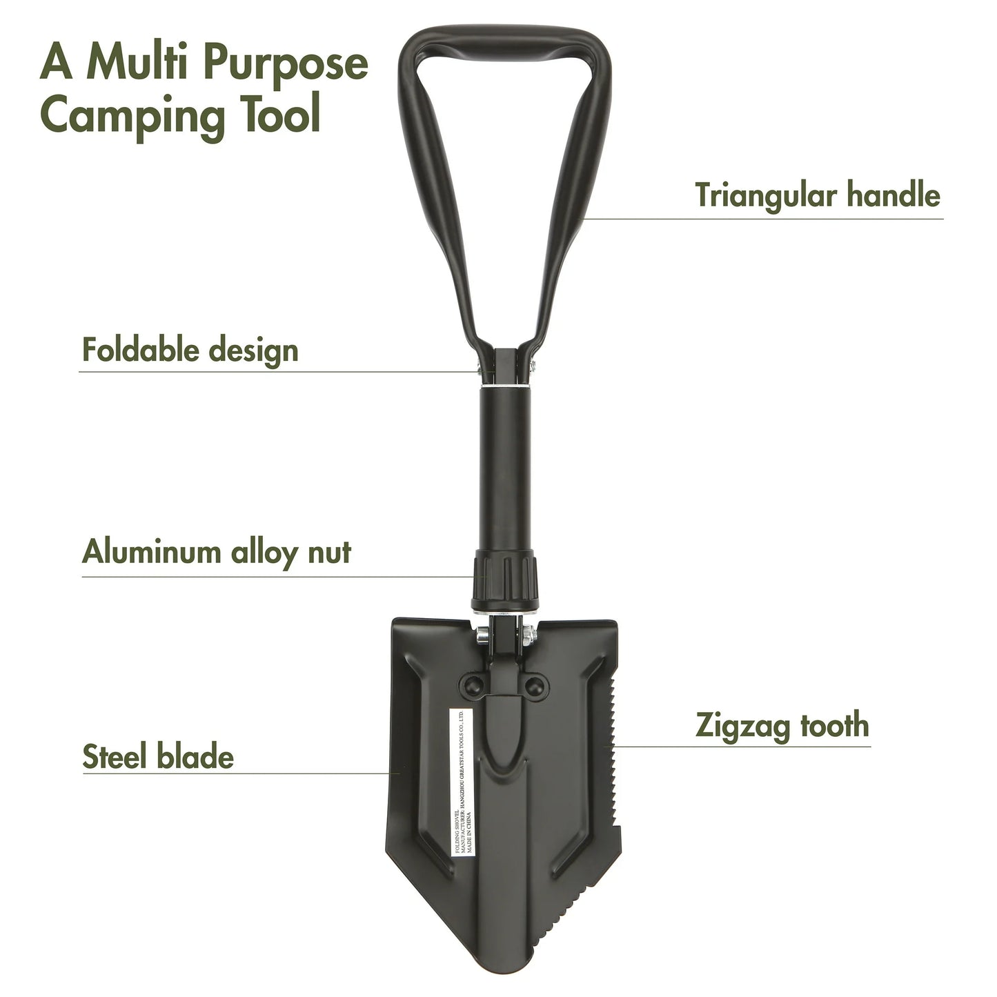 Trail Heavy Duty Steel Folding Shovel, Black, Model 4803