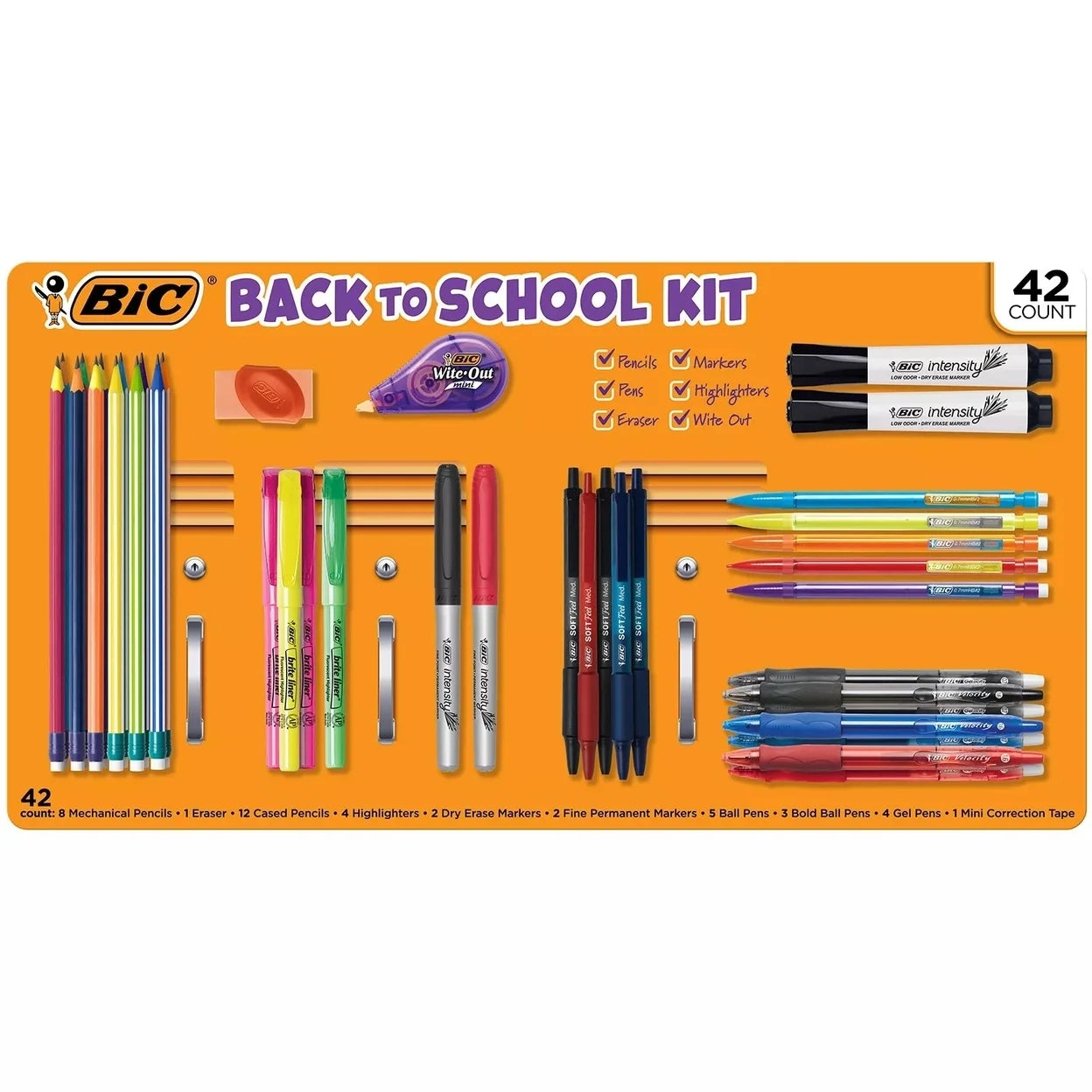 BIC Ultimate Back to School Kit, Assorted School Supplies (42 Count)