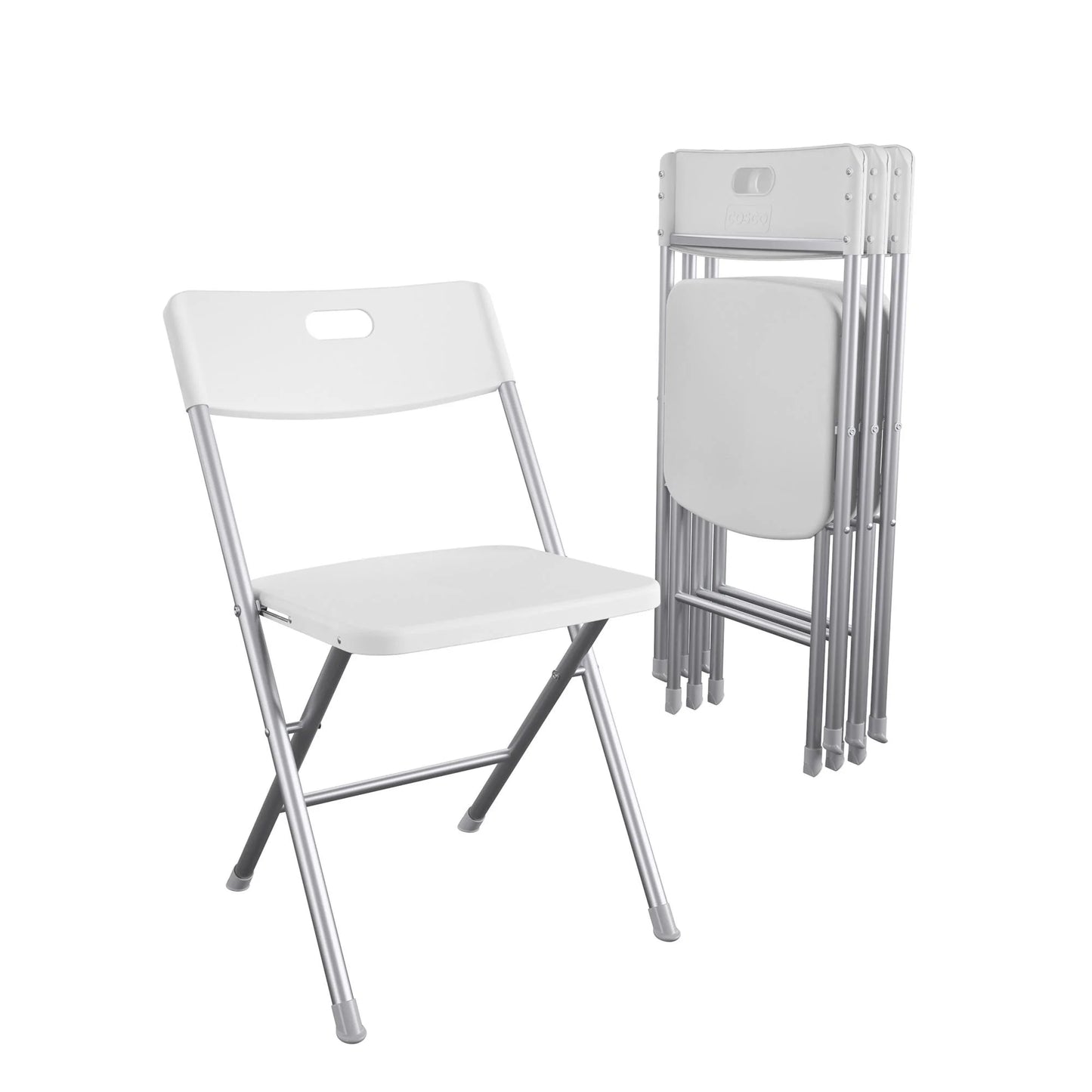 Mainstays Resin Seat & Back Folding Chair, White, 4-Pack