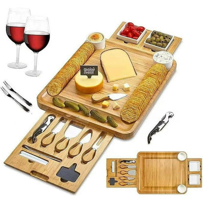 OZUAZ Bamboo Cheese Serving Board Set