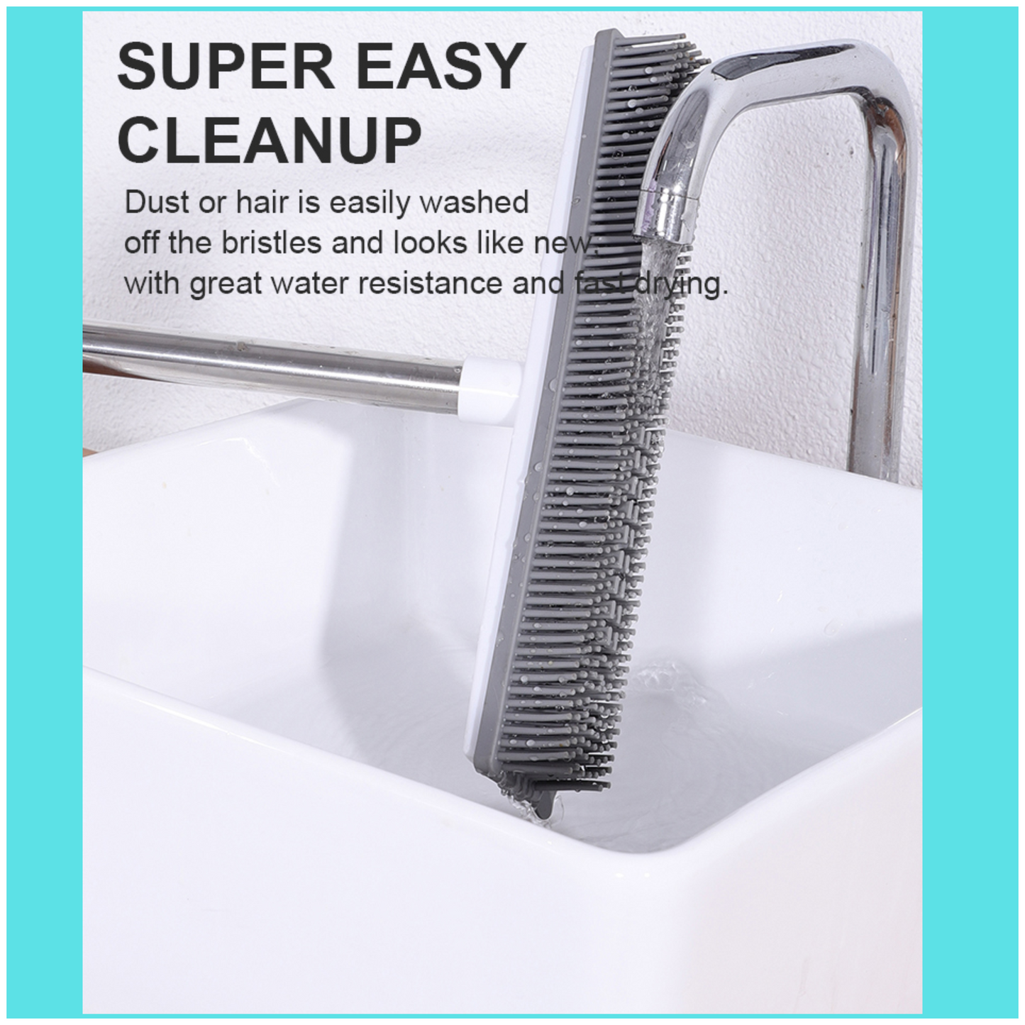 Ozuaz 2 in 1 Carpet Brush Rubber Broom Bathroom Floor Cleaning Brush for Pet Hair Fur