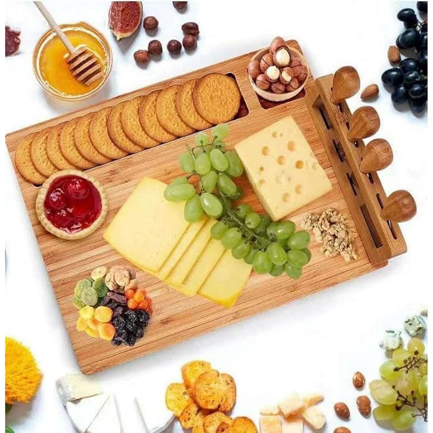 OZUAZ Bamboo Cheese Serving Board Set