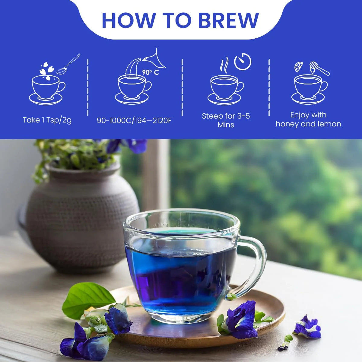 OZUAZ Butterfly Pea Flower Herbal Tea