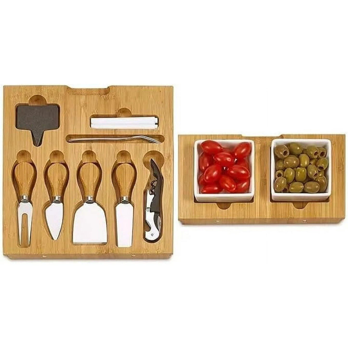 OZUAZ Bamboo Cheese Serving Board Set