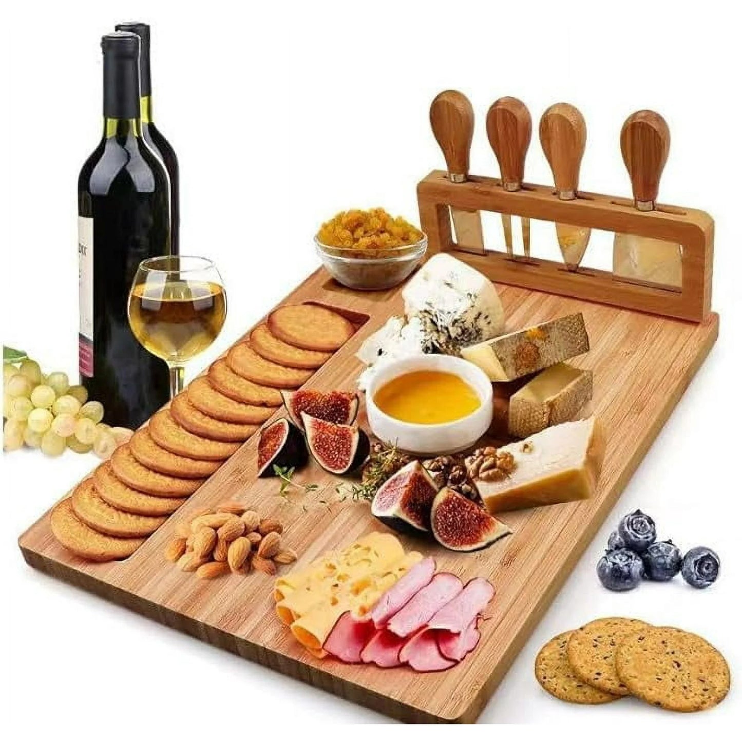 OZUAZ Bamboo Cheese Serving Board Set