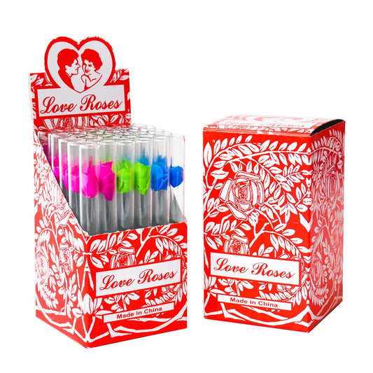 Love Roses Glass Tubes – 36 Pieces per Box – Elegant Gift or Display