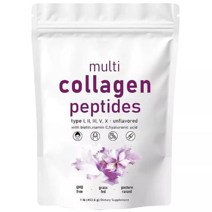 Multi Collagen Peptides Powder - Hydrolyzed Protein Peptides (Type I,II,III,V,X)