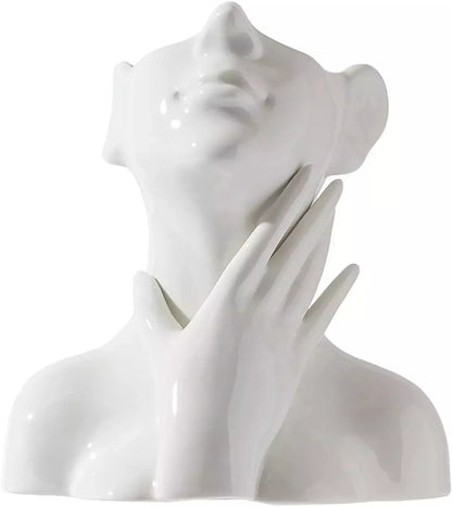 Face Vase, White Flower Vase for Decor, Ceramic Body Vase, Modern Small Vase for Shelf