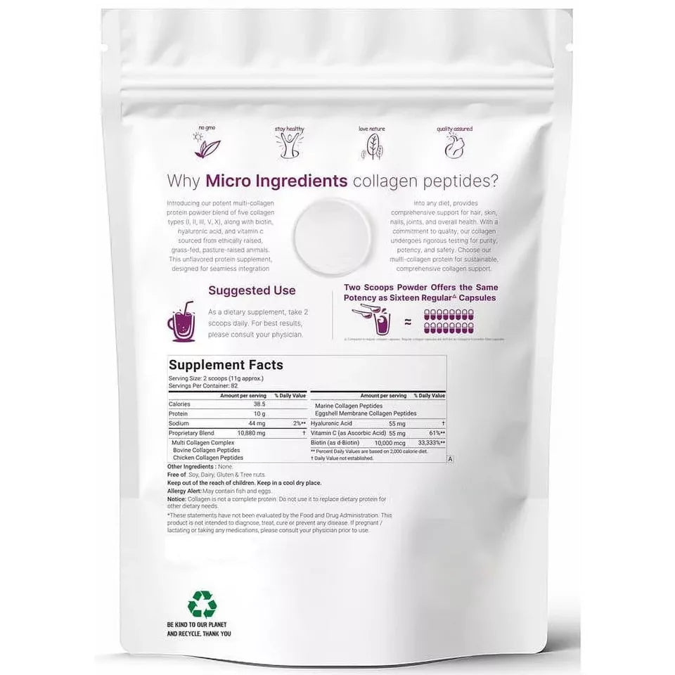 Multi Collagen Peptides Powder - Hydrolyzed Protein Peptides (Type I,II,III,V,X)