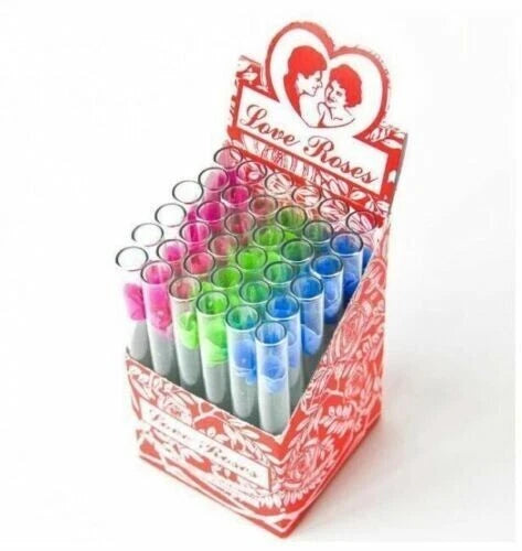Love Roses Glass Tubes – 36 Pieces per Box – Elegant Gift or Display