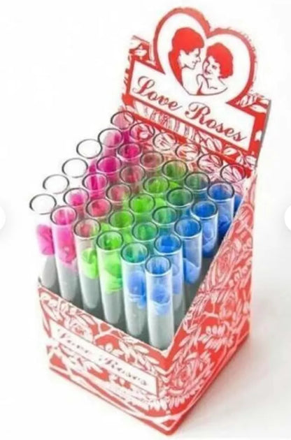 Love Roses Glass Tubes 36pcs = 1 Box Wholesale Price